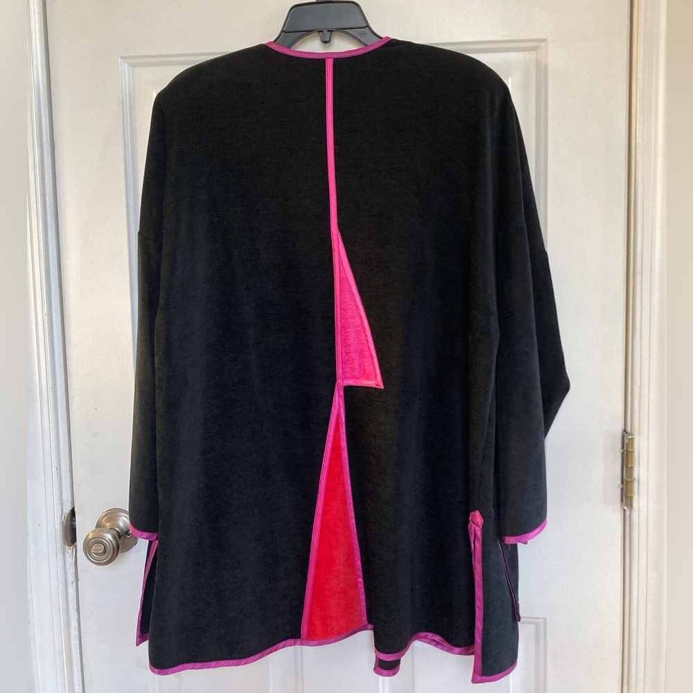 ANNIKKI KARVINEN Boho Festival Relaxed Jacket Pink and Black Flowy Lagenlook OS - Picture 14 of 15